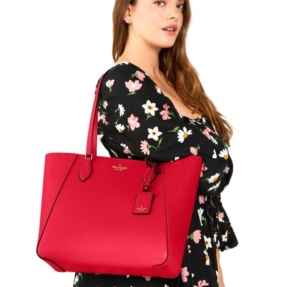 New Kate Spade Poppy Large Leather Tote Perfect Cherry - Picture 3 of 5